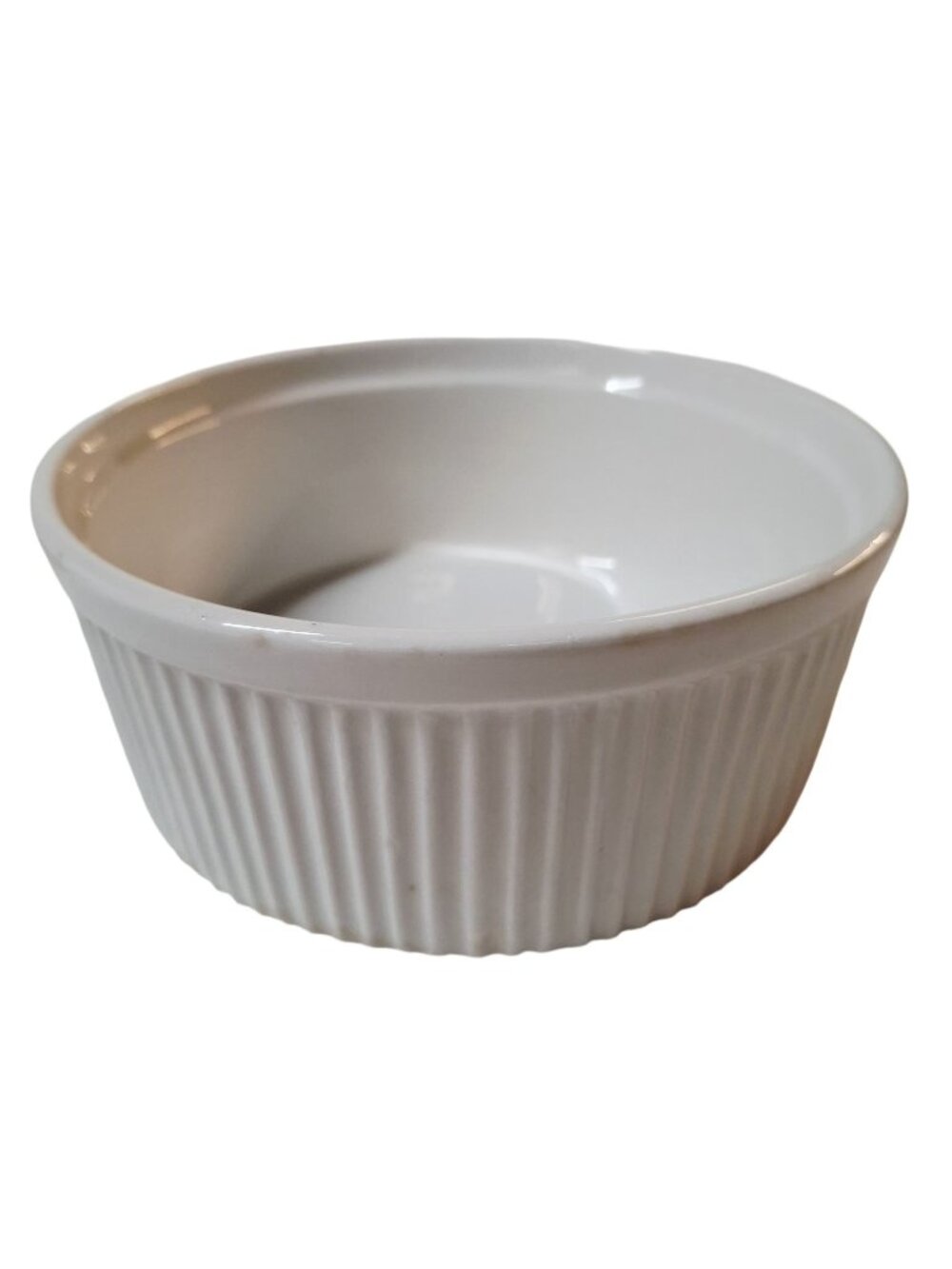 White Ribbed Ceramic Ramekin By Pier 1 Imports - 5" Diameter 2.25" Height
